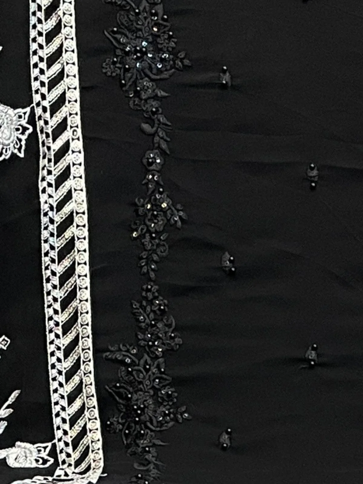 Odette Black Georgette Embroidered Semi-Stitched Kurta Set For Women - Image 3