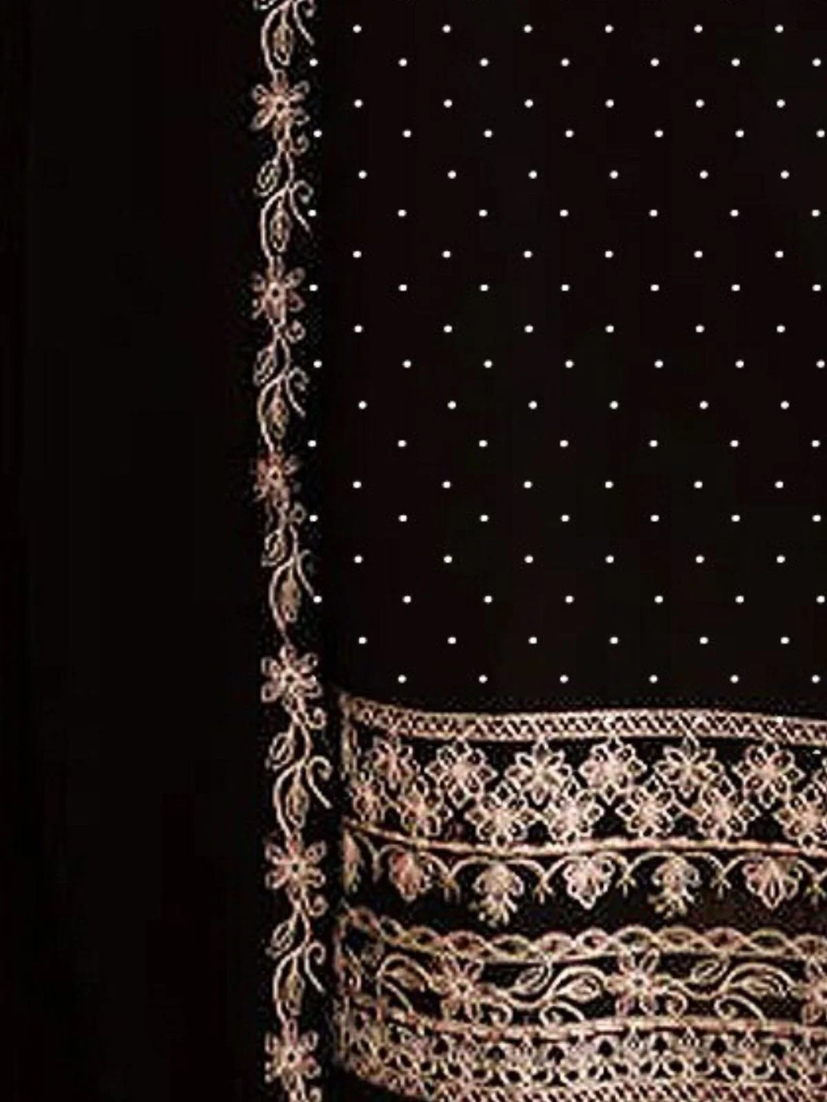Odette Black Georgette Embroidered Semi-Stitched Kurta Set For Women - Image 3
