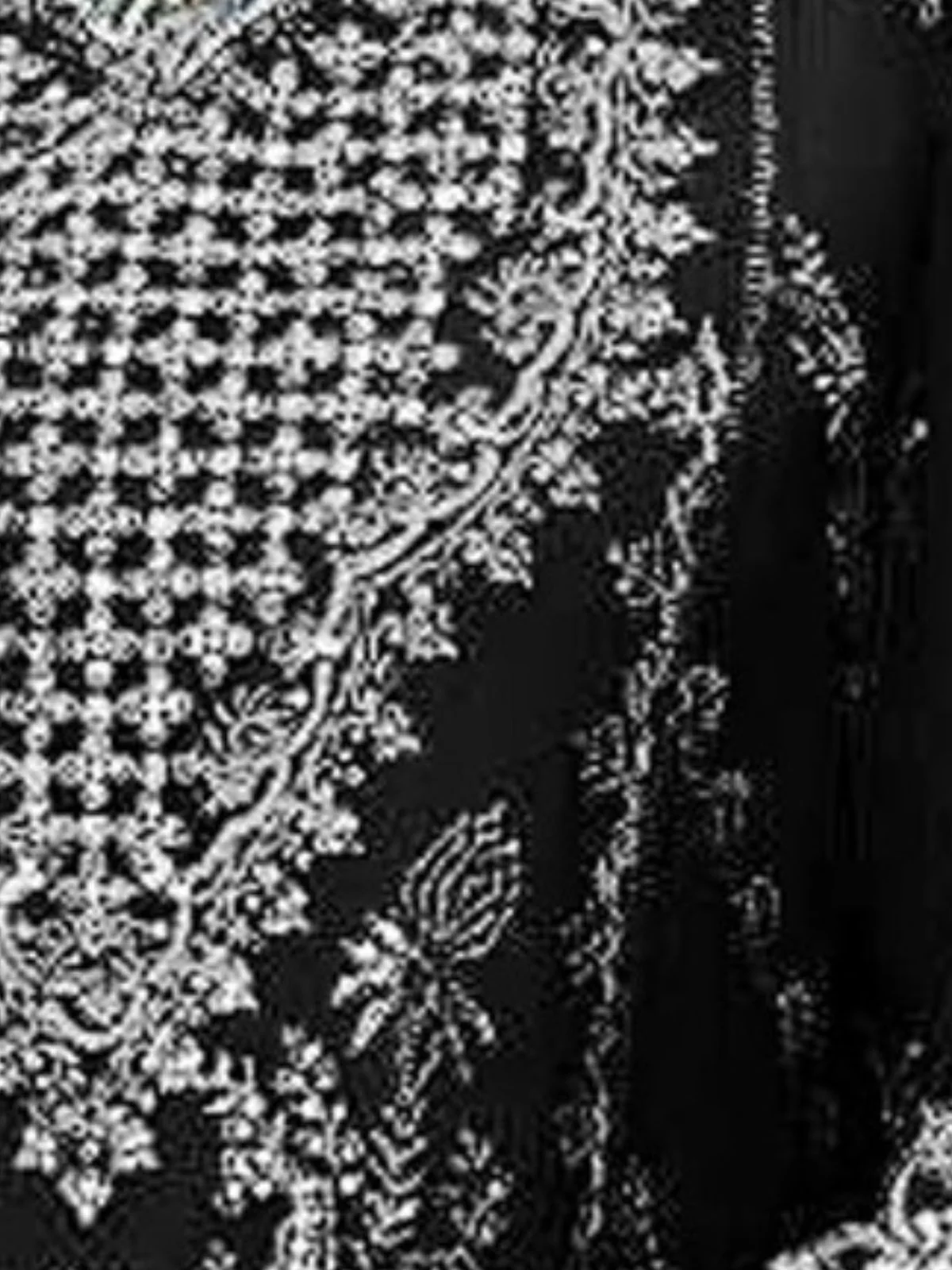 Odette Black Georgette Embroidered Semi-Stitched Kurta Set For Women - Image 3