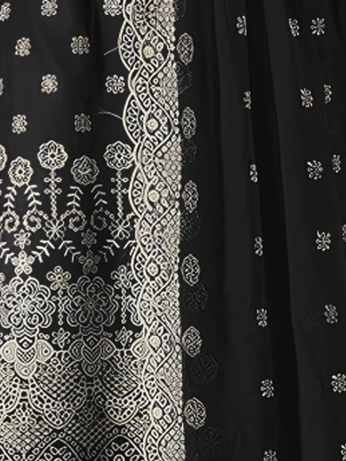 Odette Black Georgette Embroidered Semi Stitched Kurta Set For Women - Image 3