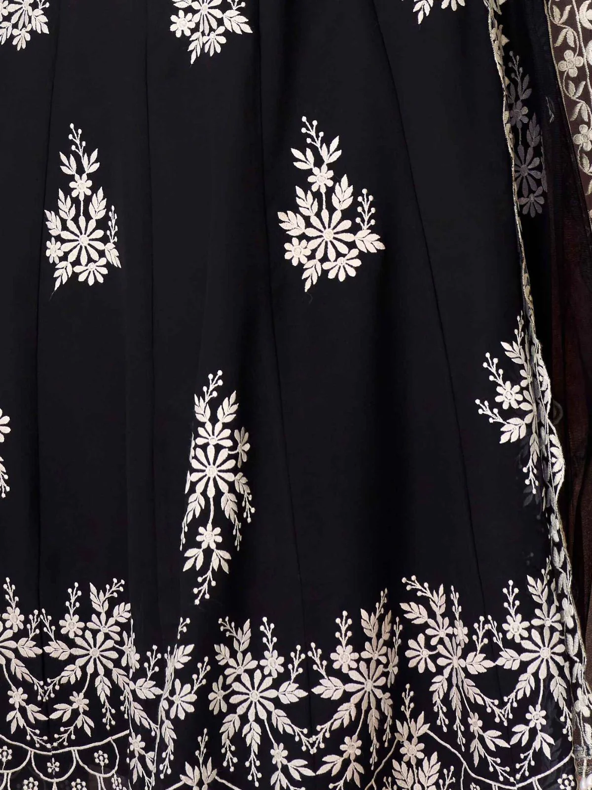 Odette Black Georgette Embroidered Stitched Gown For Women - Image 6