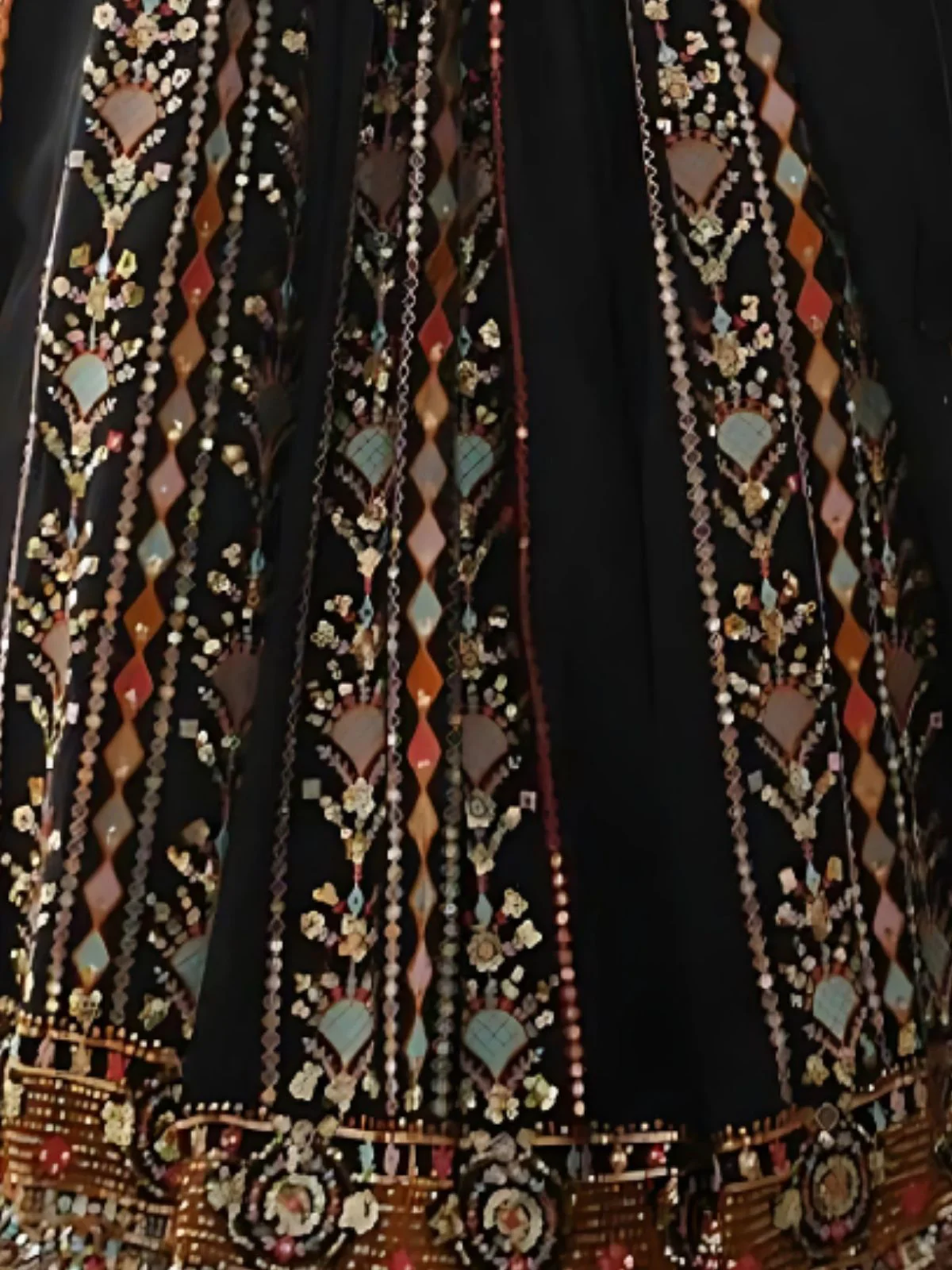 Odette Black Georgette Sequins Embroidered Semi-Stitched Lehenga For Women - Image 4