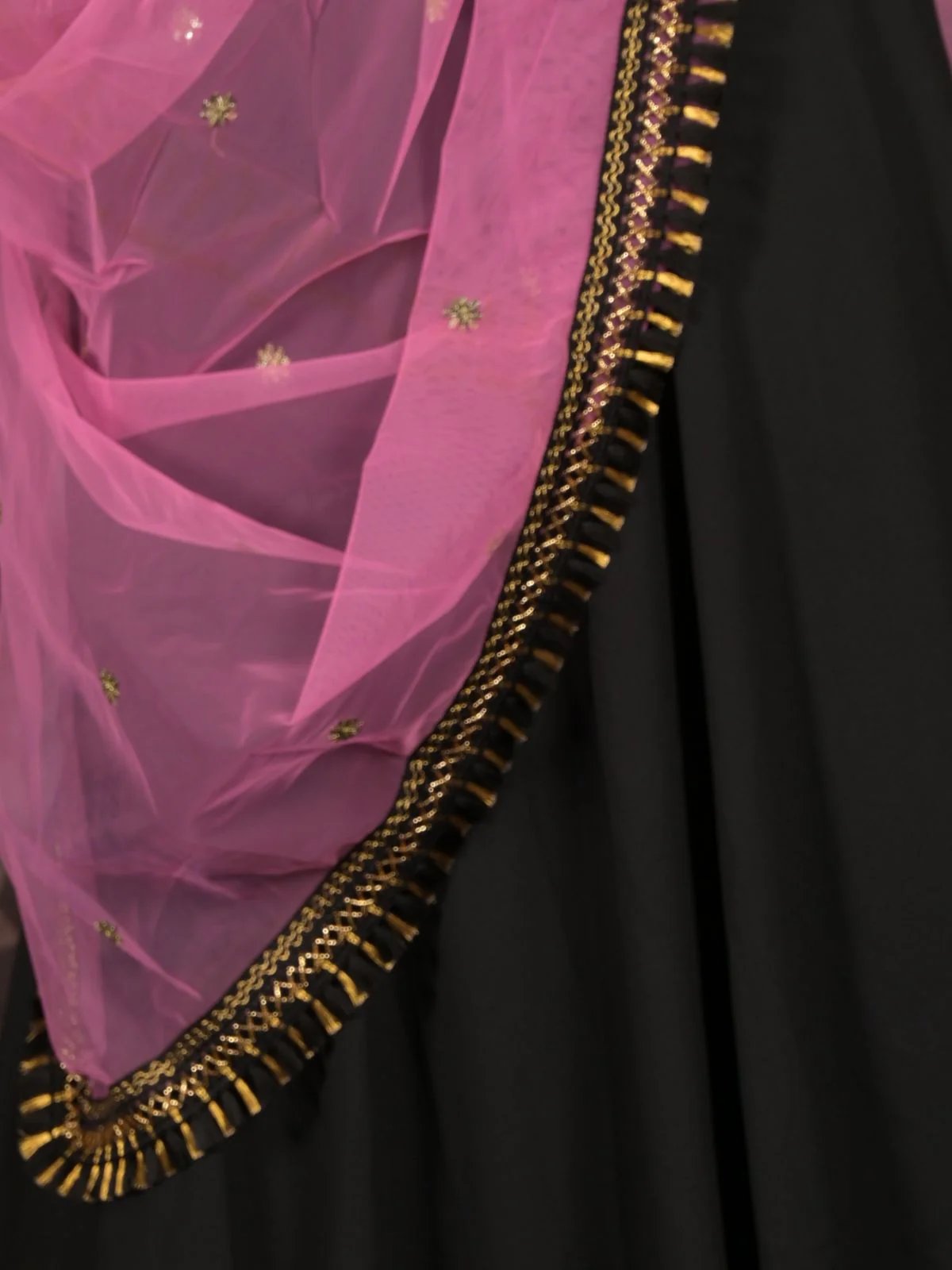Odette Black Georgette Stitched Lehenga with Embroidered Unstitched Blouse for Women - Image 5