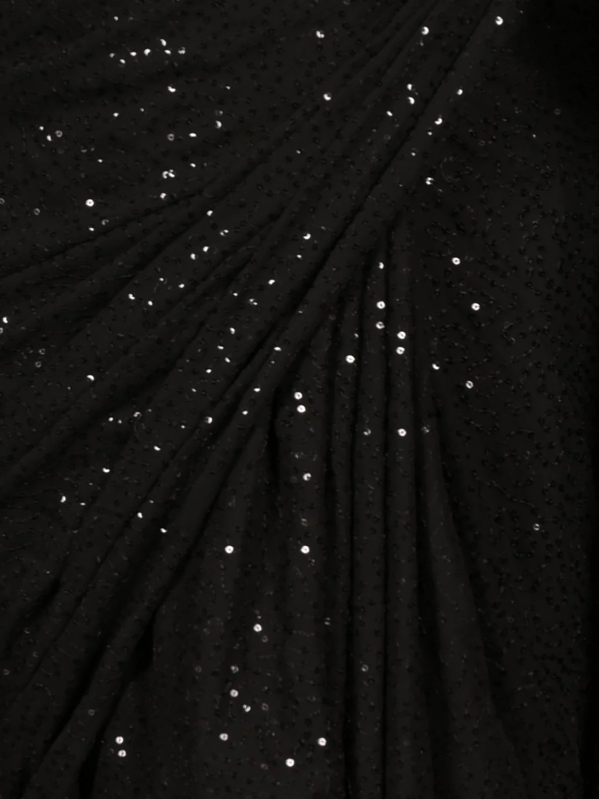Odette Black Heavy Sequins Embroidered Georgette Saree with Unstitched Blouse for Women - Image 5