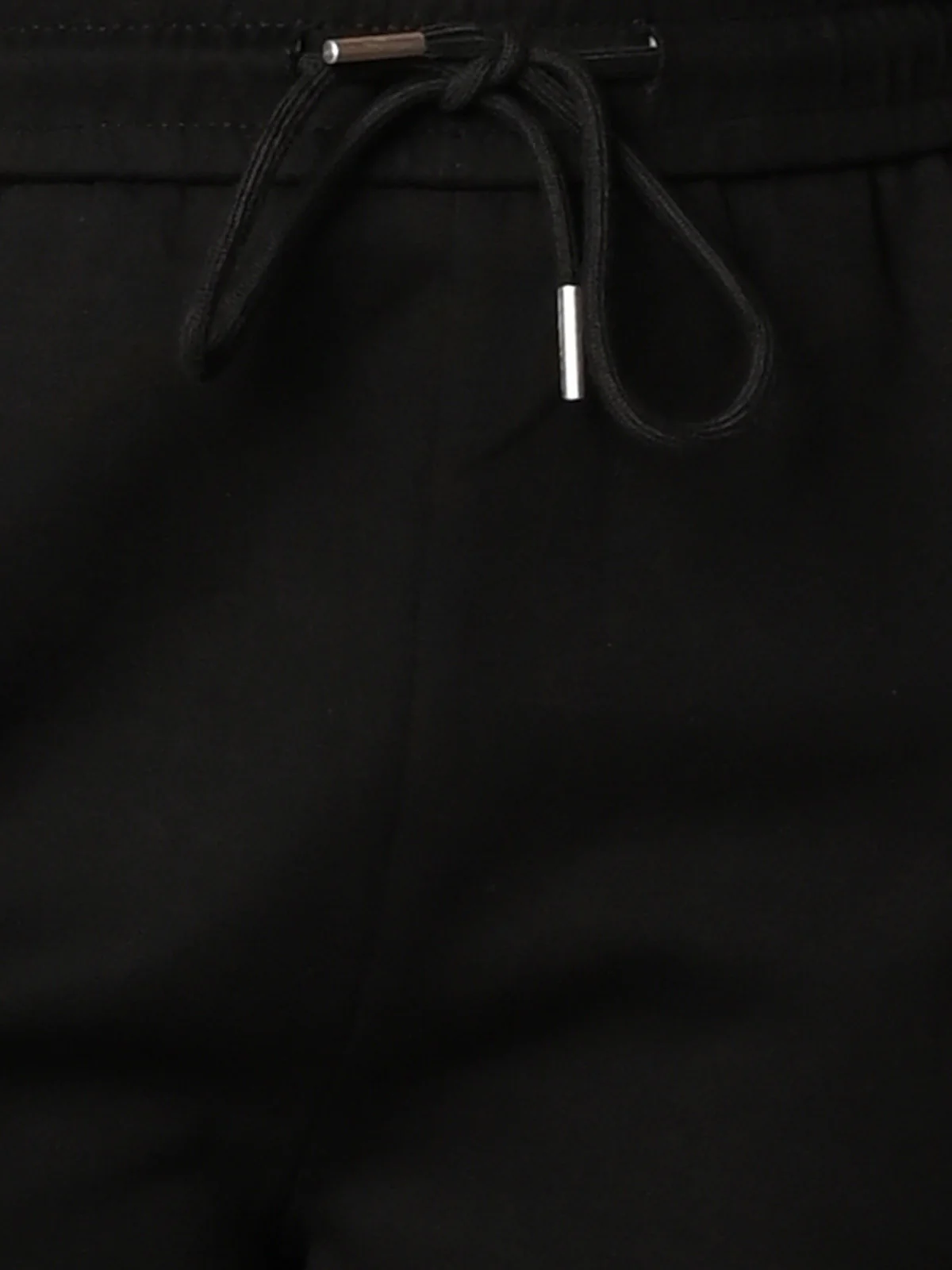 Odette Black Jersey Solid Track Pant With Lace For Women - Image 5