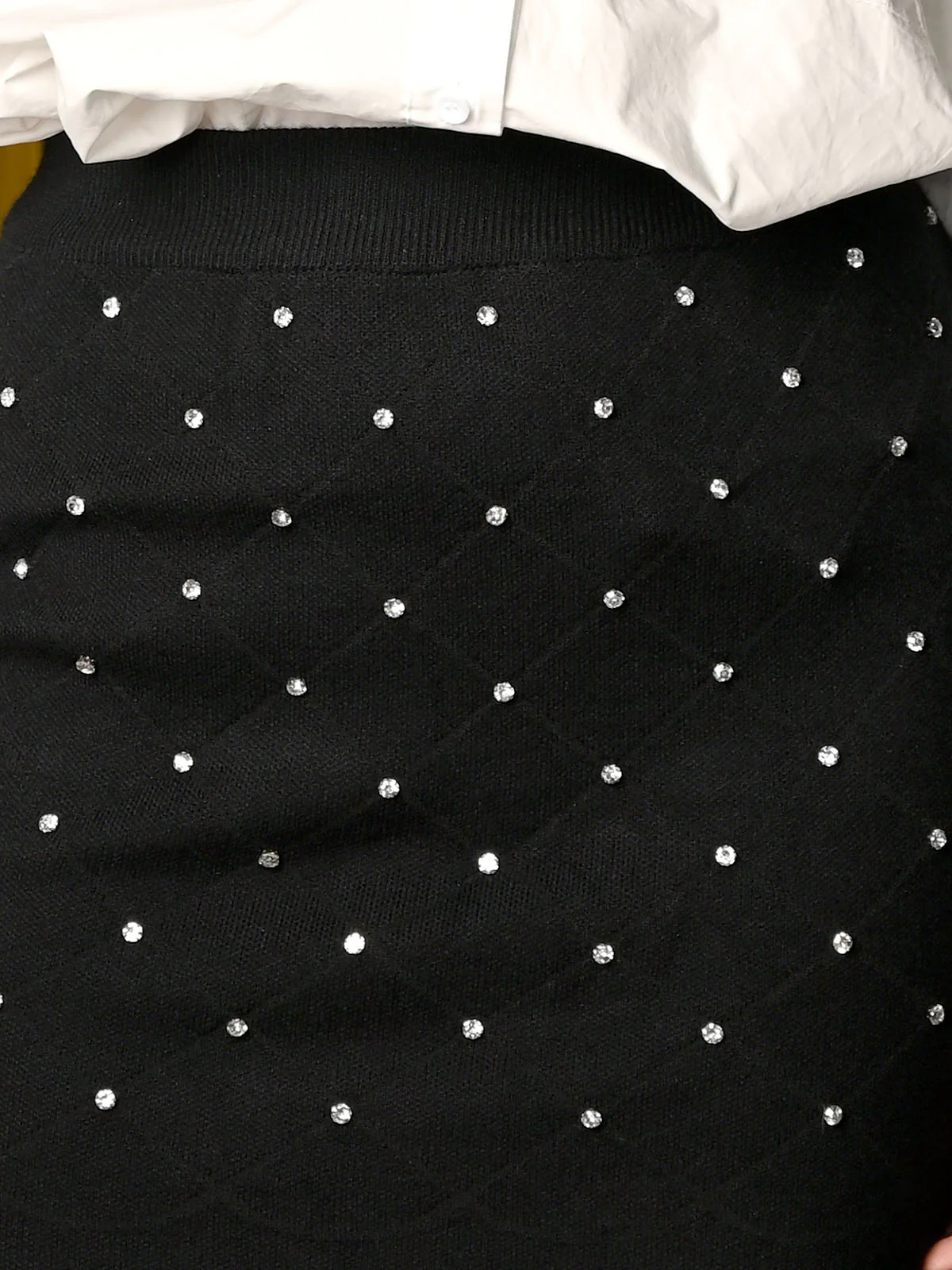 Odette Black Jersey Studded Mini Skirt For Women - Image 5