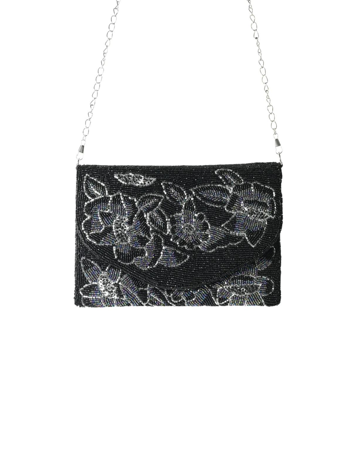 Odette Black Jute Embellished Clutch For Women - Image 3