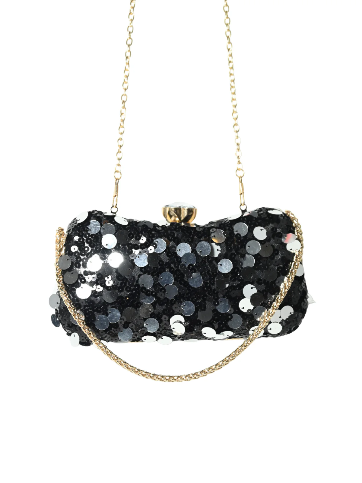 Odette Black Jute Embellished Clutch For Women - Image 3