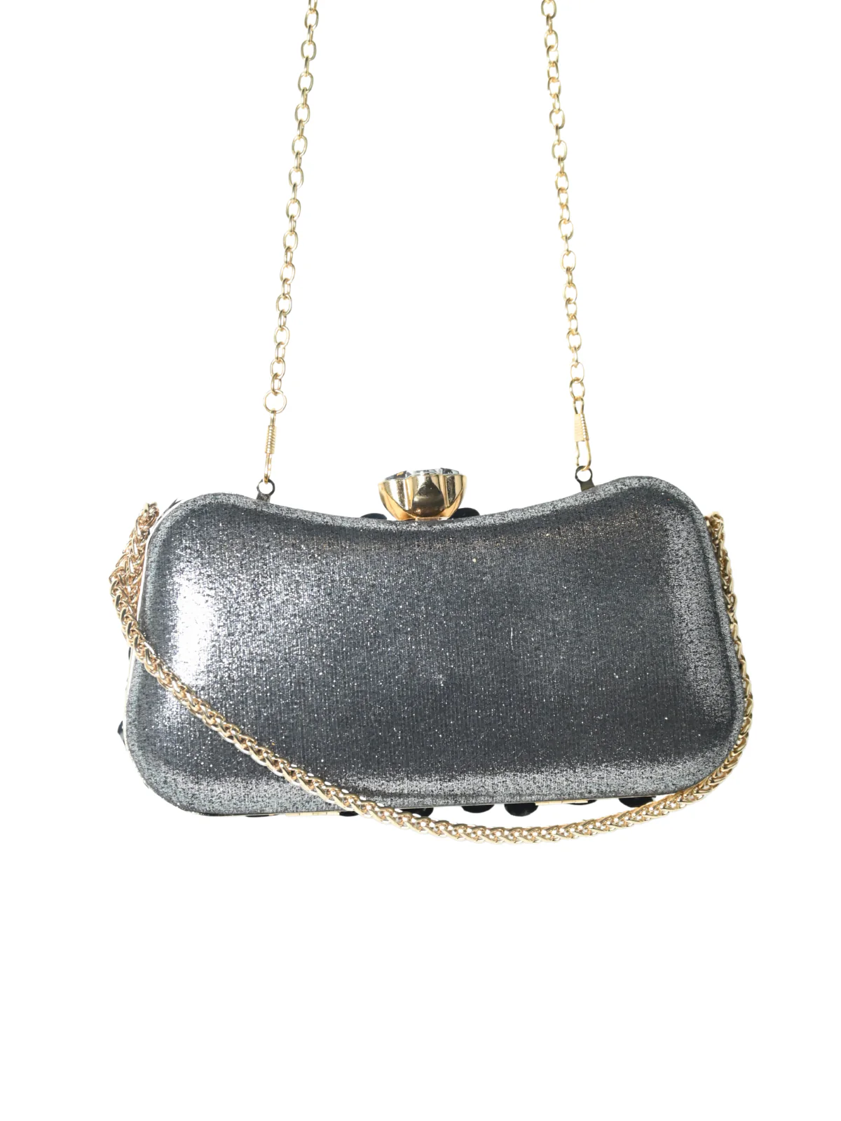 Odette Black Jute Embellished Clutch For Women - Image 4