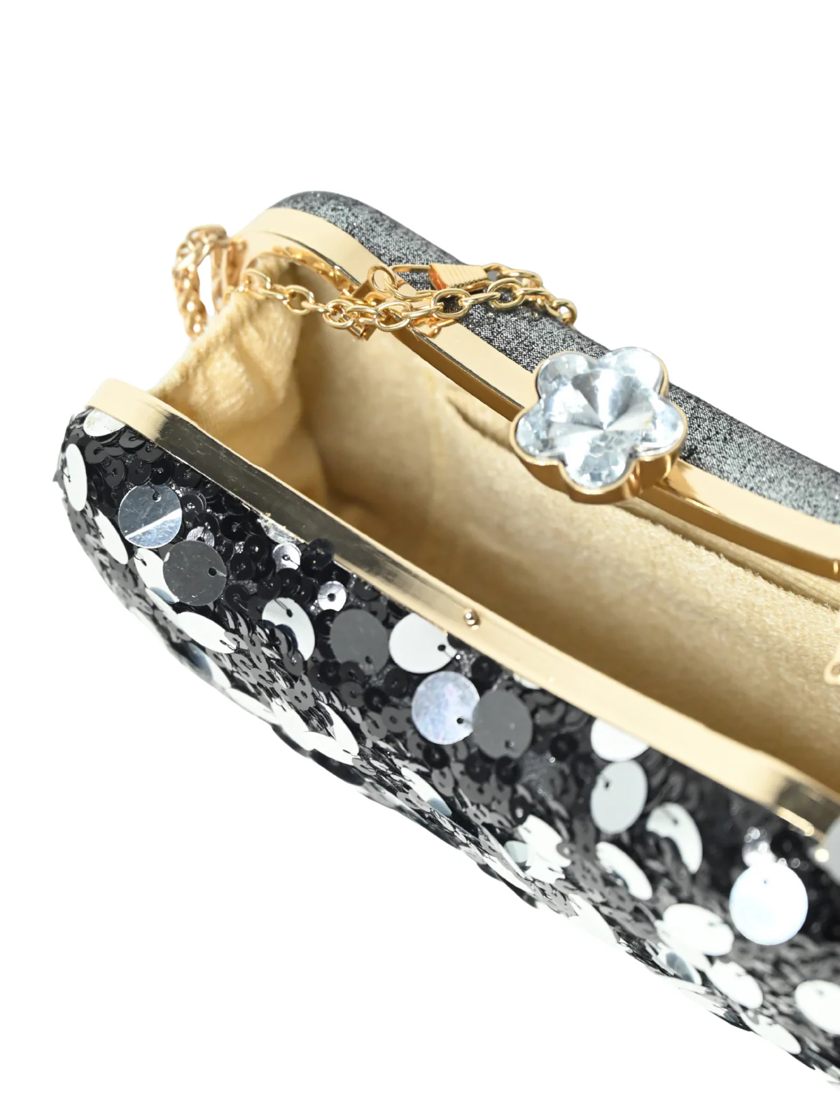 Odette Black Jute Embellished Clutch For Women - Image 8