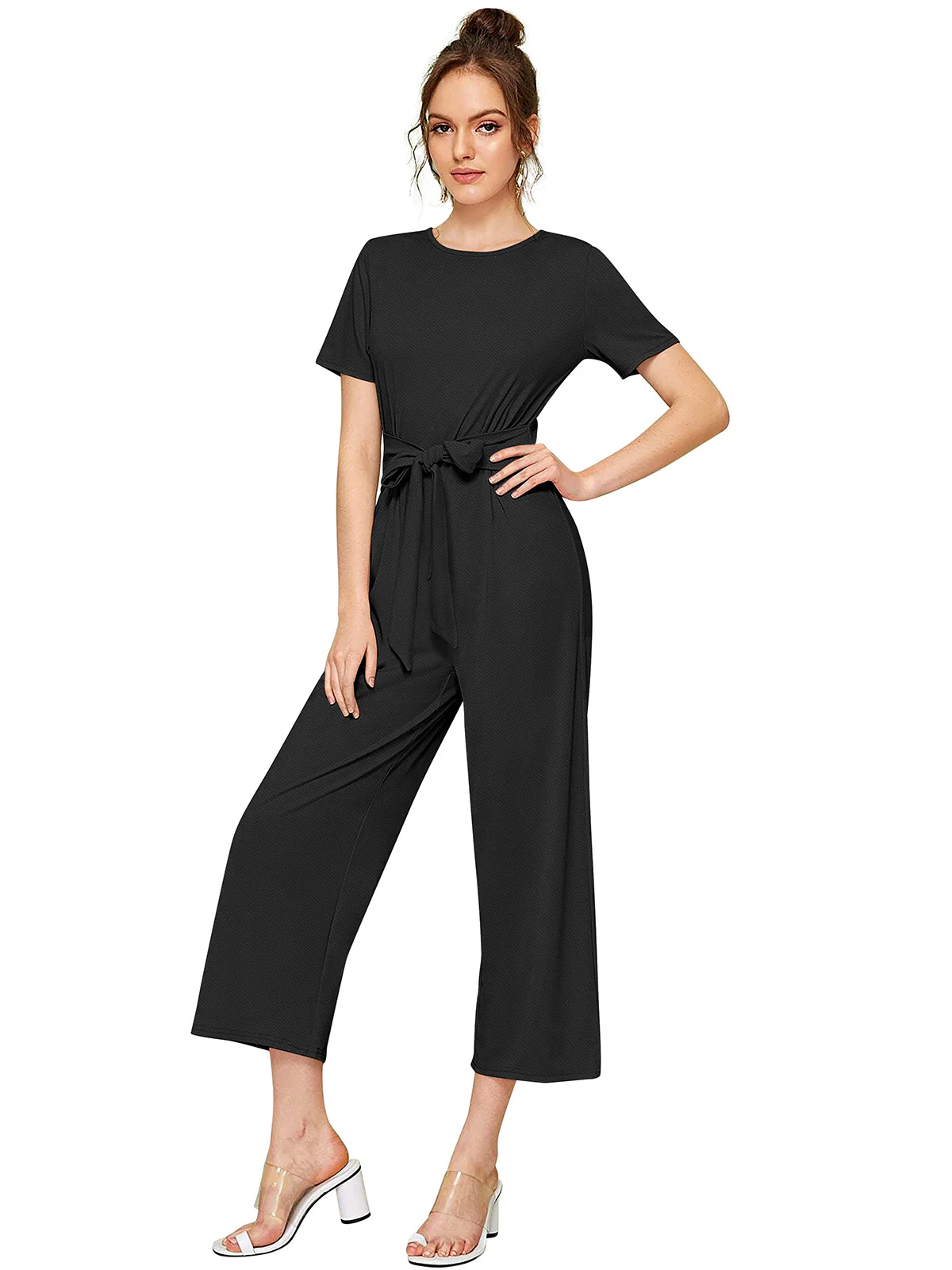 Odette Black  Knit Fabric Jumpsuit For Women - Image 3