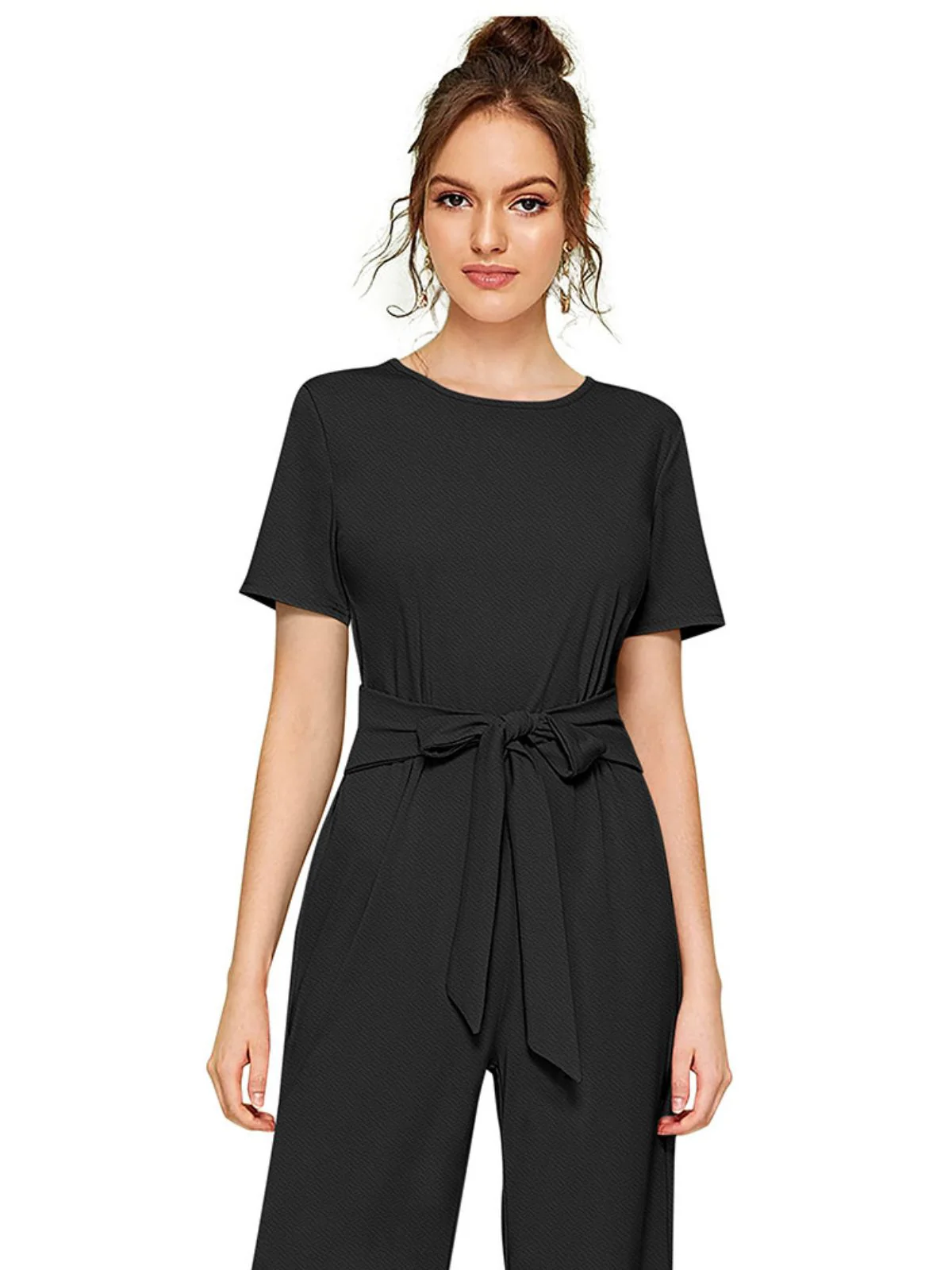Odette Black  Knit Fabric Jumpsuit For Women - Image 5