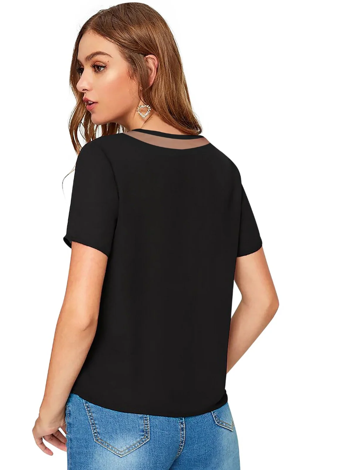 Odette Black Knit Fabric Top For Women - Image 4