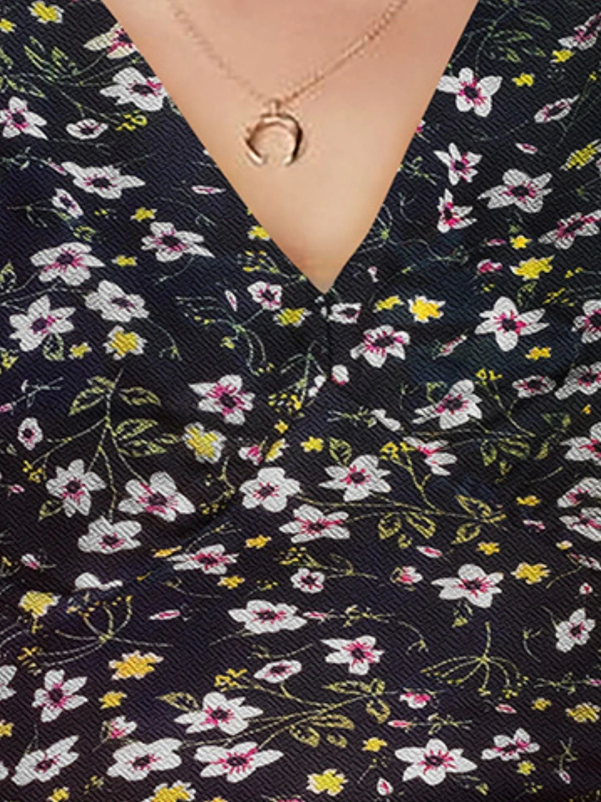 Odette Black Knit Printed Top For Women - Image 6