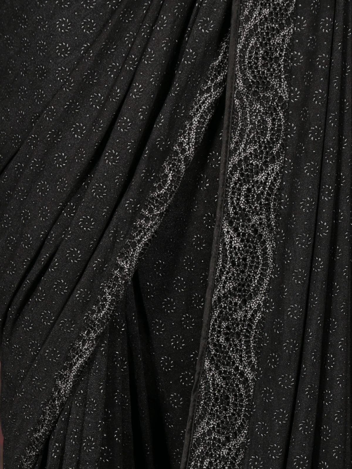 Odette Black Lycra Embellished Ready-To-Wear Saree With Stitched Blouse For Women - Image 5