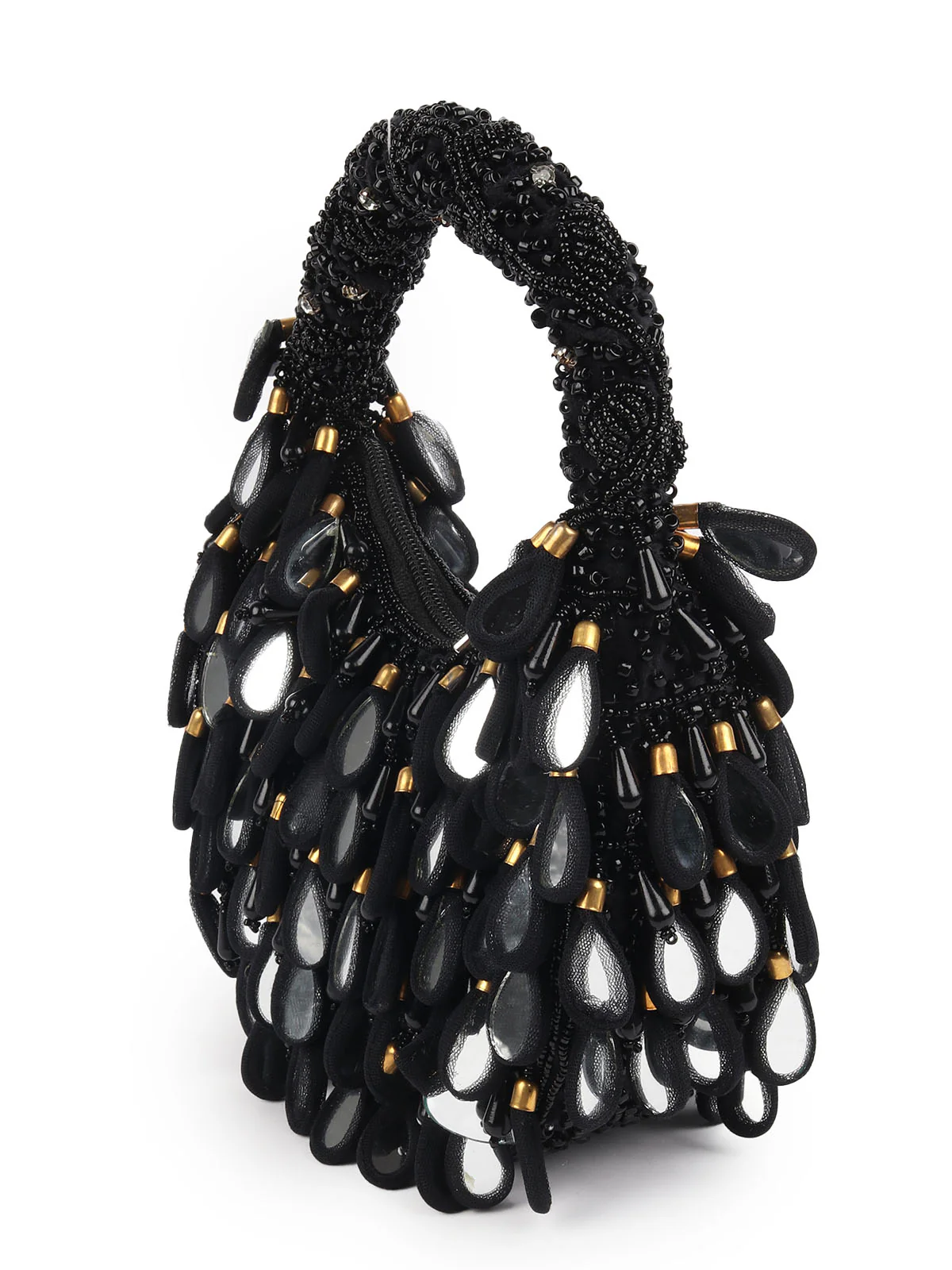 Odette Black Mirror Tasseled Clutch For Women - Image 4