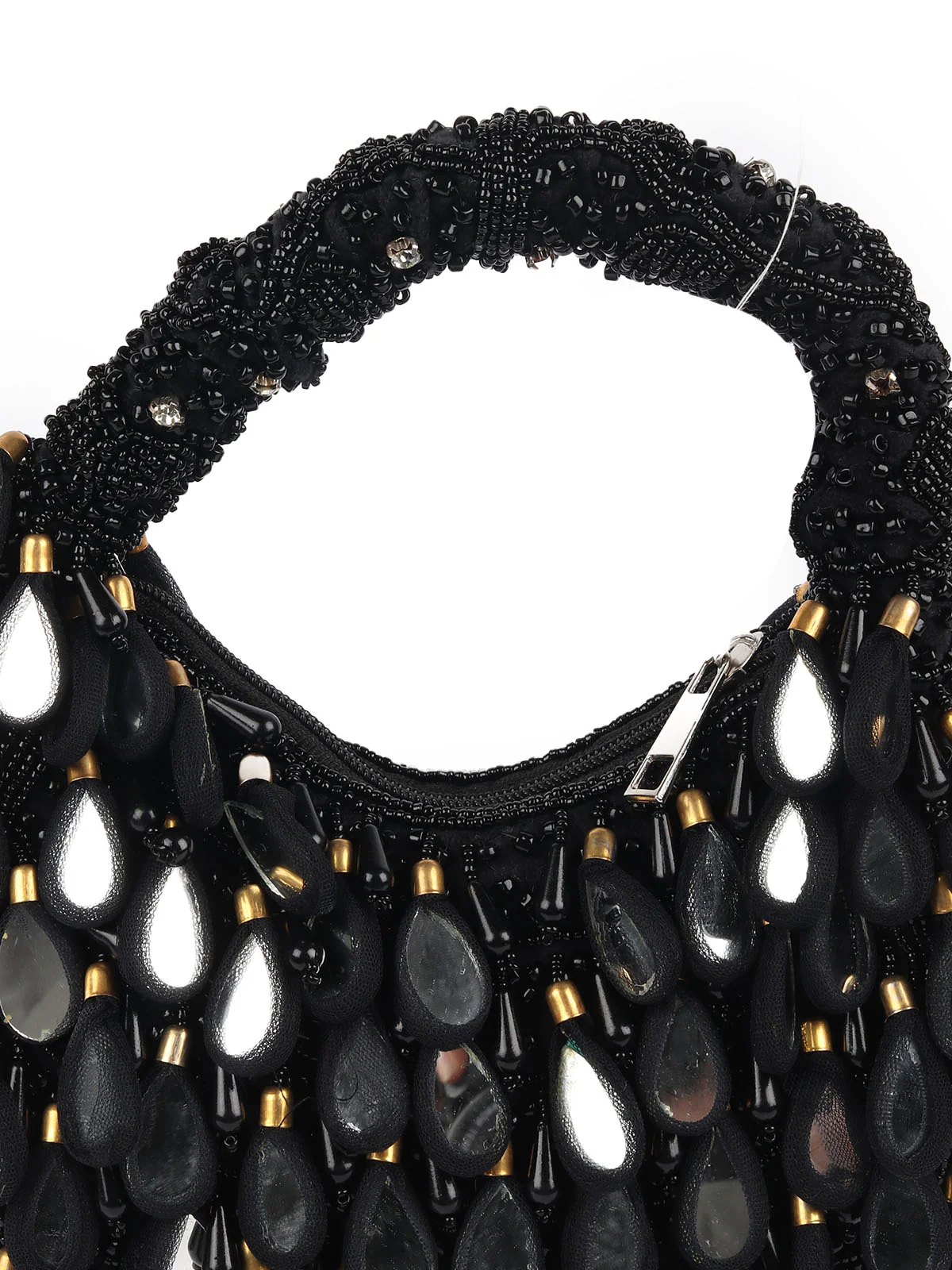 Odette Black Mirror Tasseled Clutch For Women - Image 6