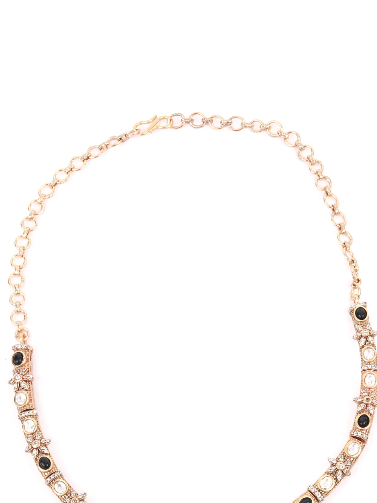 Odette Black Mixed Metal Embellished Neck Piece Set For Women - Image 5
