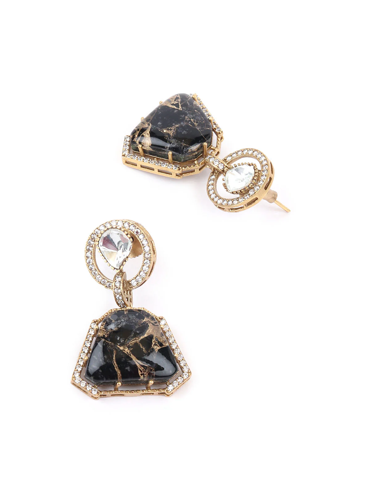 Odette Black Mixed Metal Embellished Neck Piece Set For Women - Image 6