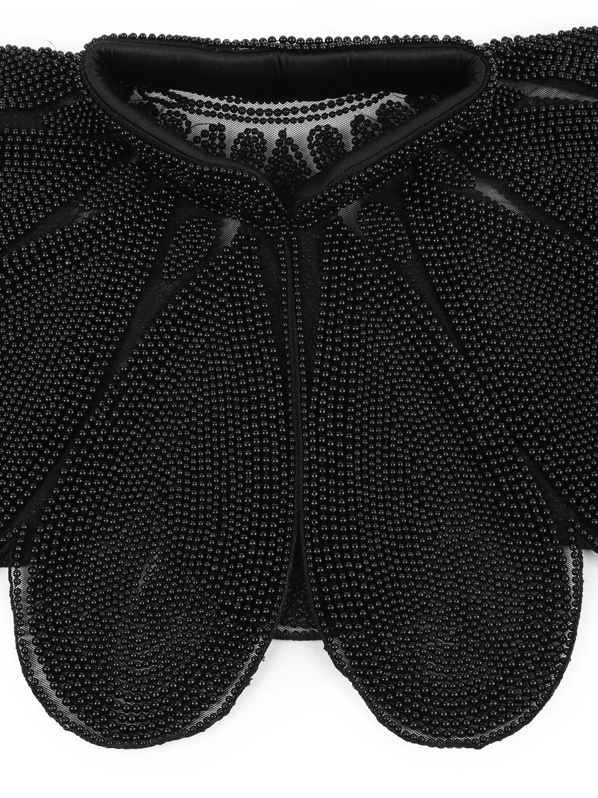 Odette Black Net All Beads Embroidered Cape For Women - Image 8