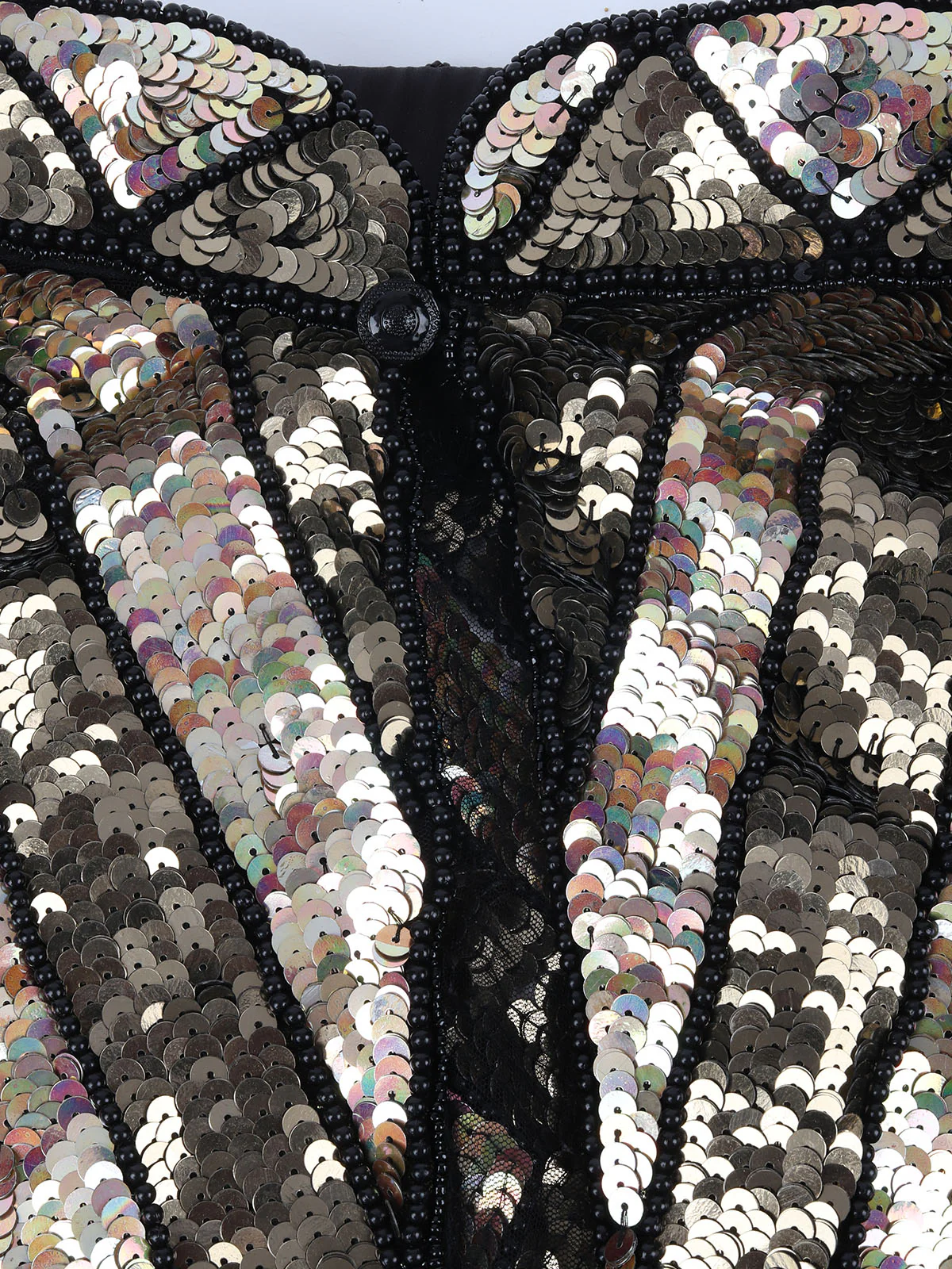 Odette Black And Gold Net Beads Sequins Tasseled Cape For Women - Image 5
