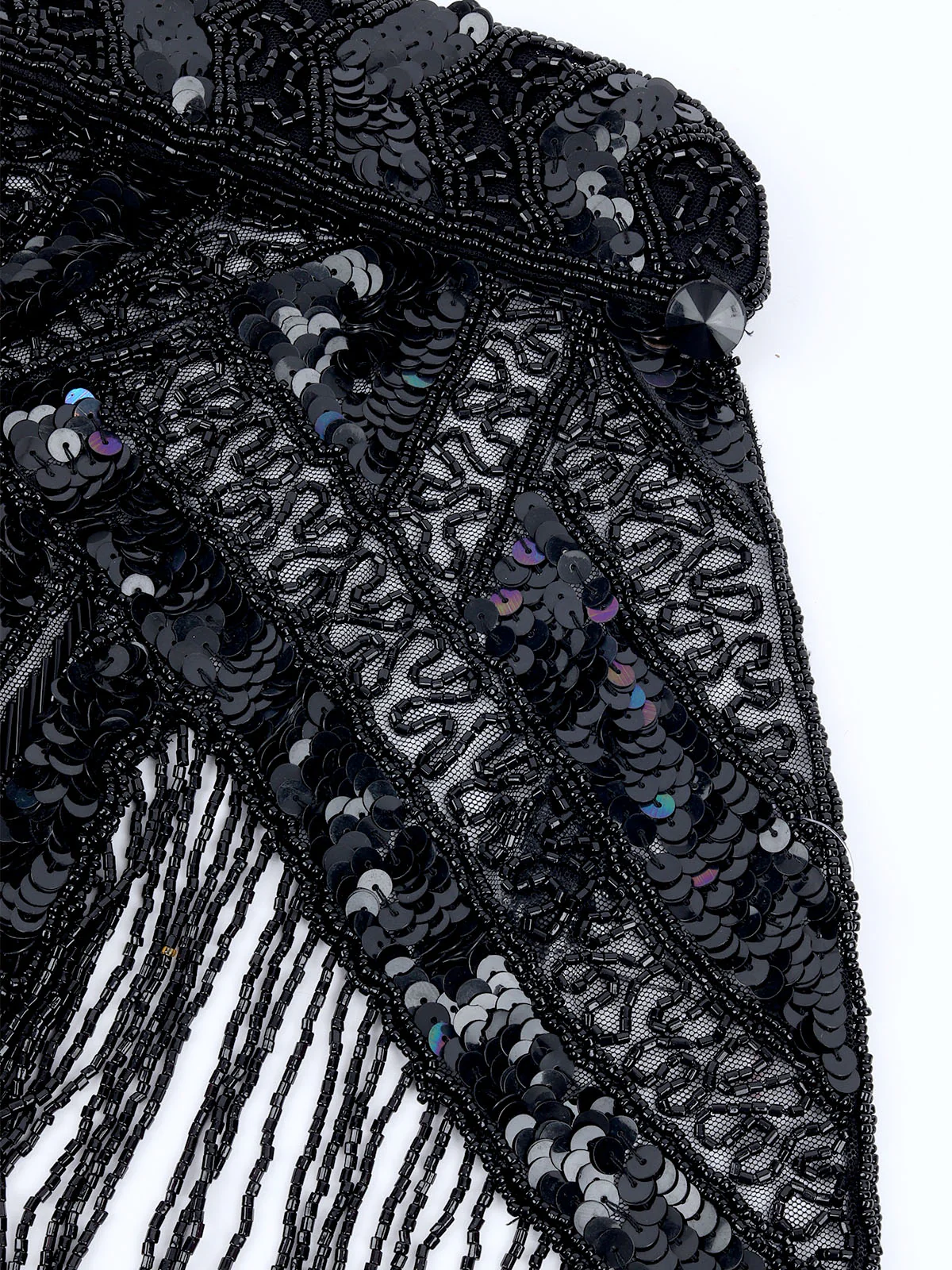 Odette Black Net Embellished Cape For Women - Image 7