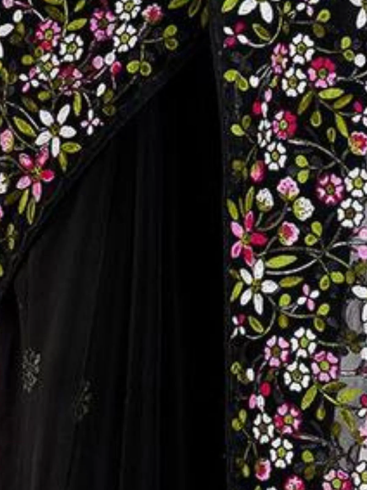 Odette Black Net Embroidered Elegant Saree For Women - Image 3