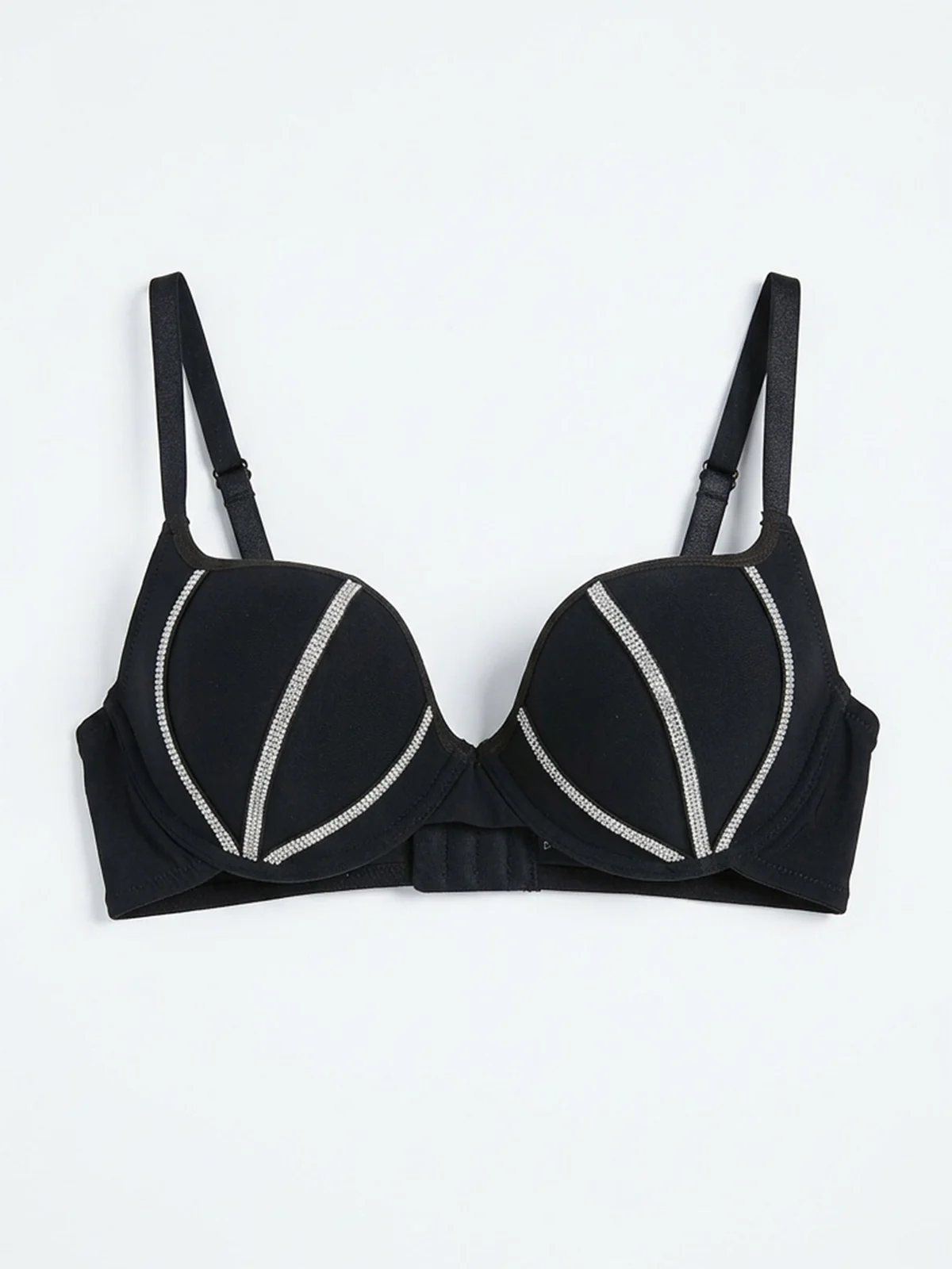 Odette Black Nylon Solid Bra For Women - Image 4