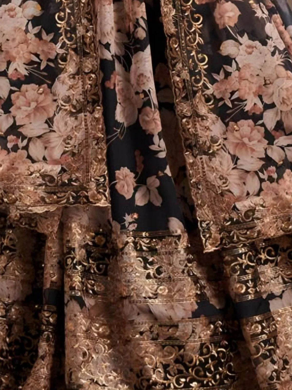 Odette Black Organza Printed And Embriodered Semi-Stitched Lehenga For Women - Image 5