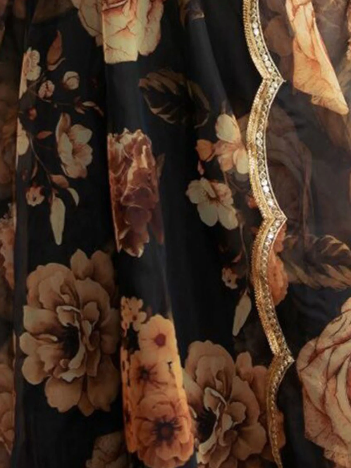 Odette Black Organza Printed Semi Stitched Lehenga With Unstitched Blouse For Women - Image 6
