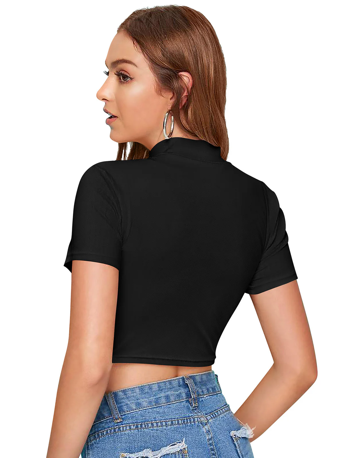 Odette Black Polyester Color Block Top For Women - Image 4