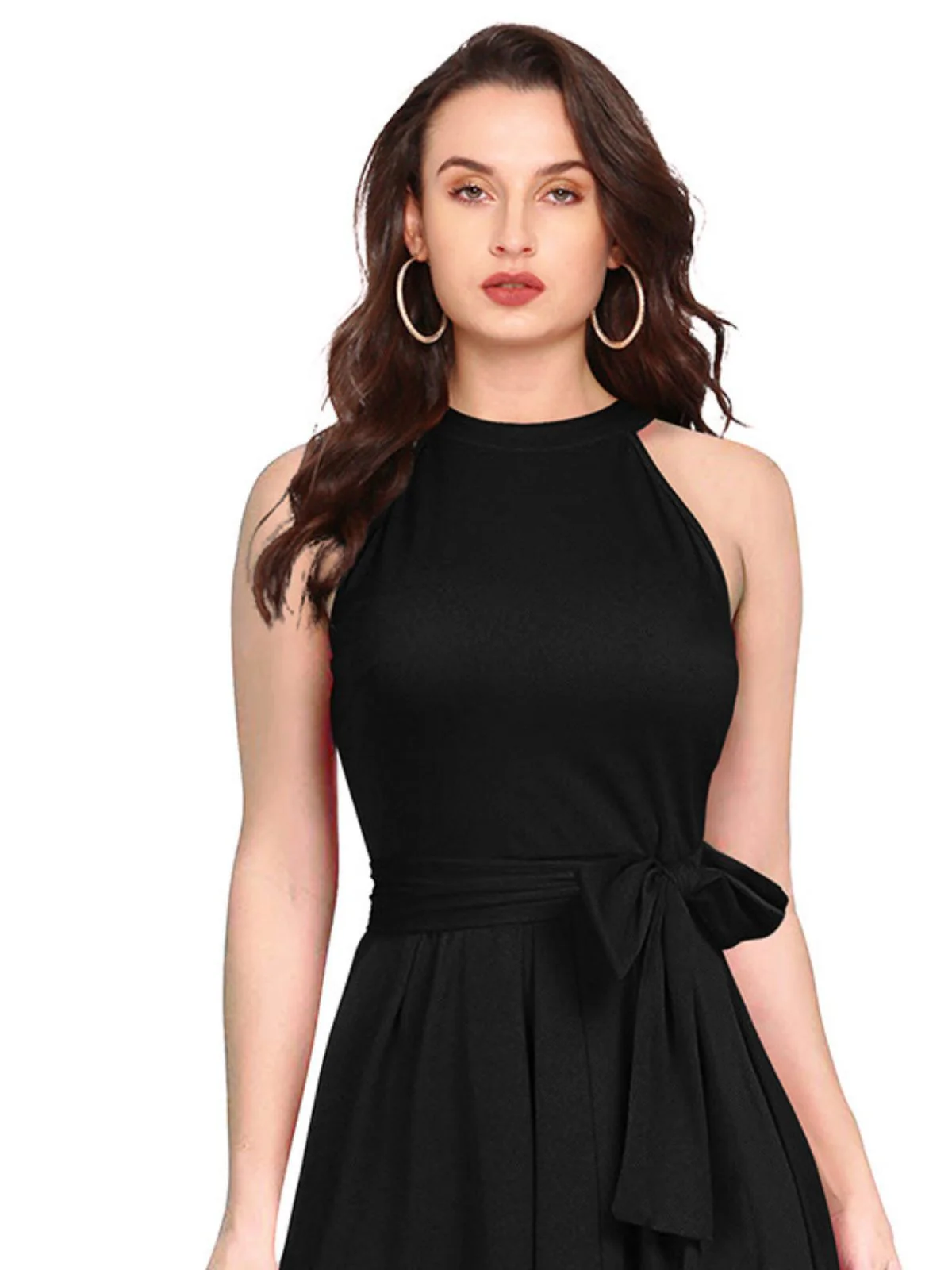 Odette Black Polyester High Low Dress For Women - Image 5