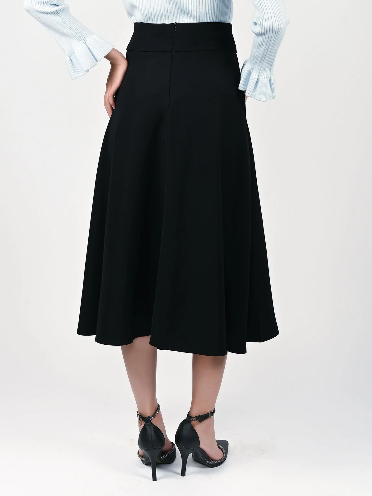 Odette Black Polyester Solid Skirt For Women - Image 4