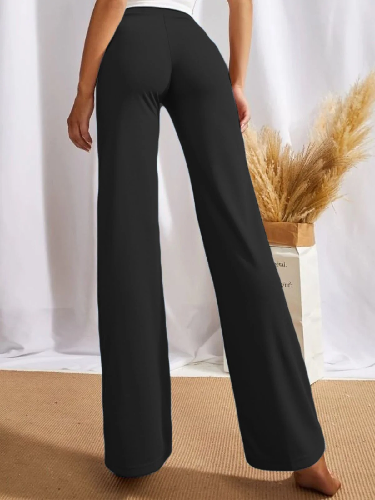 Odette Black Polyester Solid Stylish Trousers For Women - Image 4
