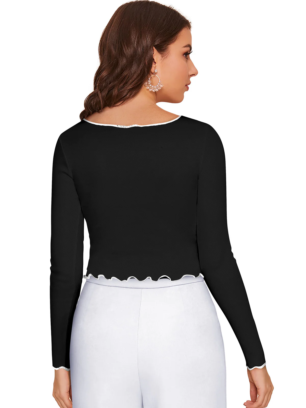 Odette Black Polyester Striped Top For Women - Image 4
