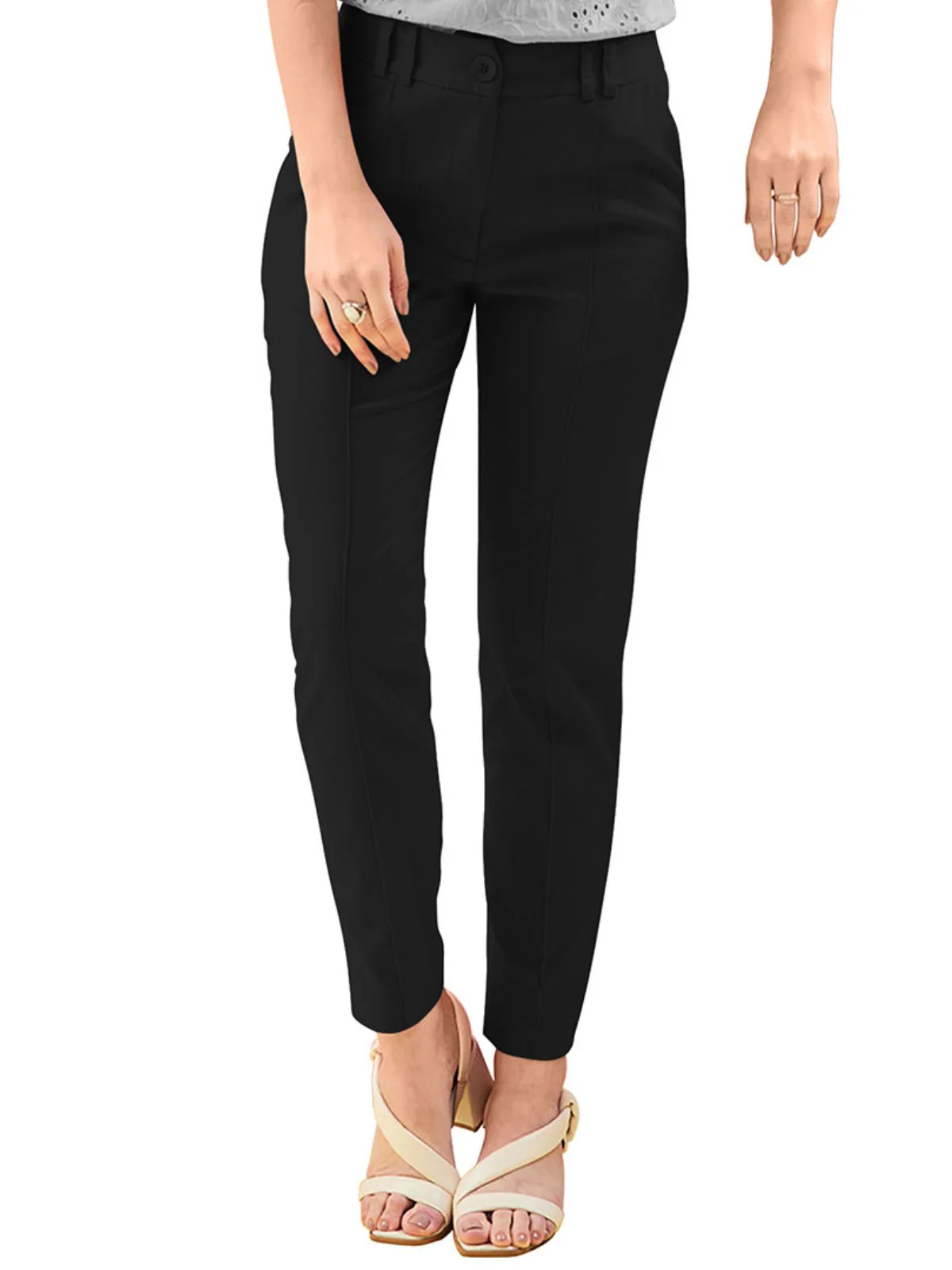 Odette Black Polyester Trouser For Women - Image 5