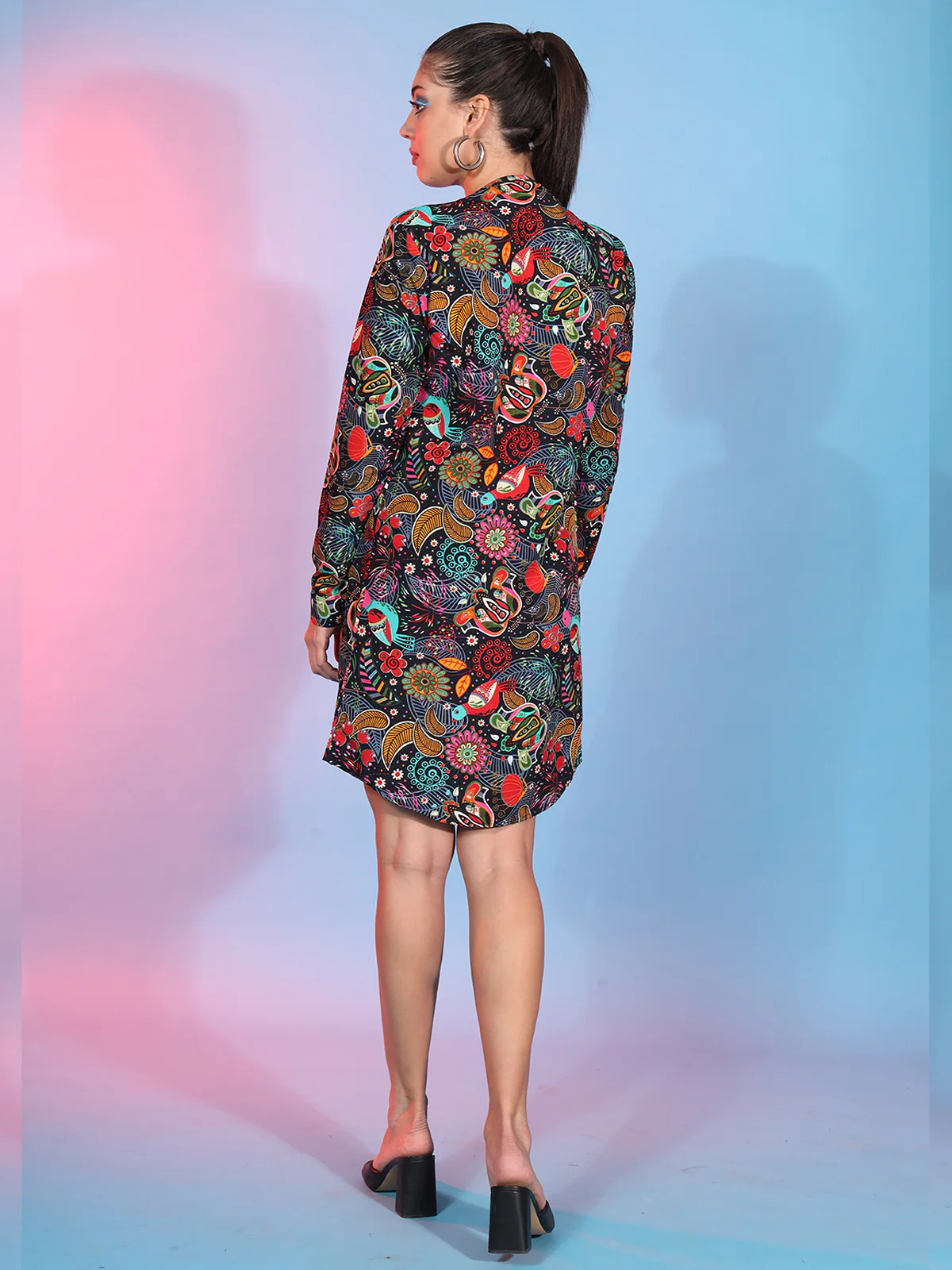 Odette Black Printed Crepe Stitched Co-Ord Set For Women - Image 5