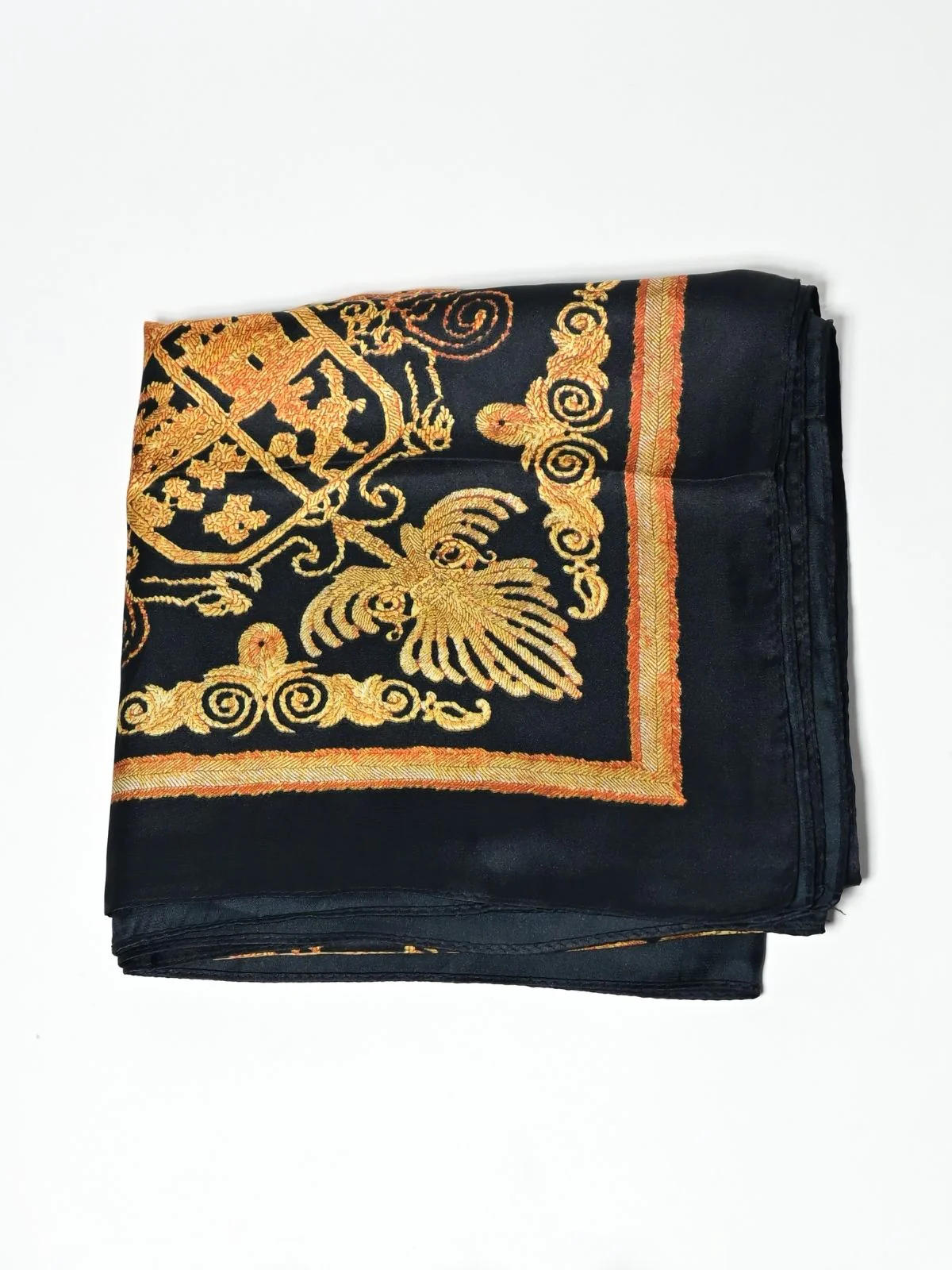 Odette Black Printed Satin Scarf For Women - Image 5
