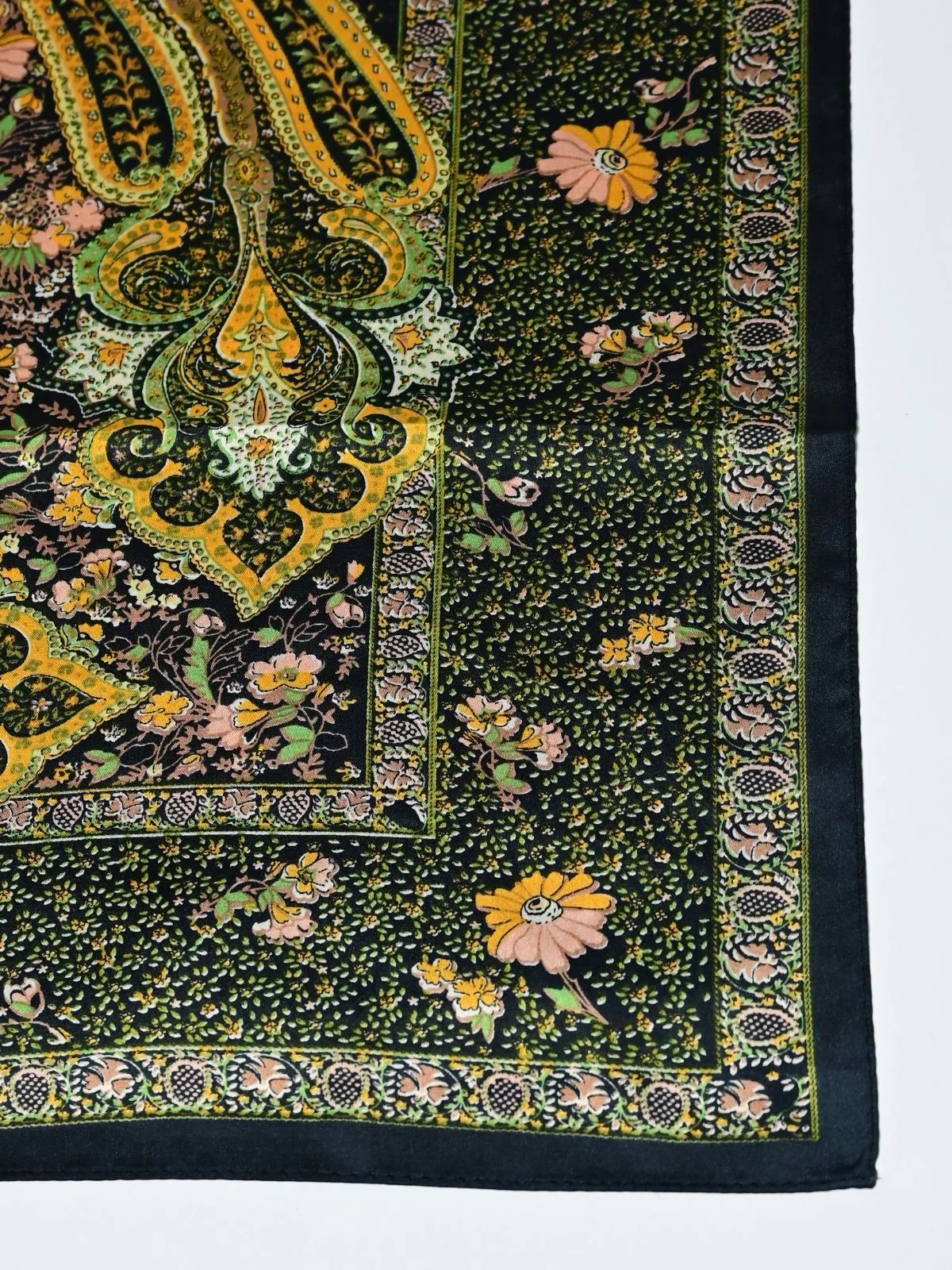Odette Black Printed Satin Scarf For Women - Image 4