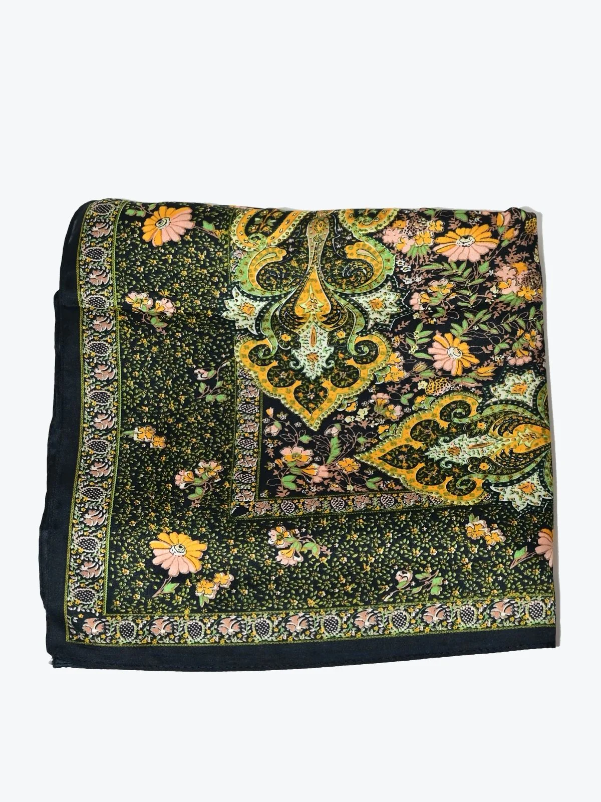 Odette Black Printed Satin Scarf For Women - Image 5