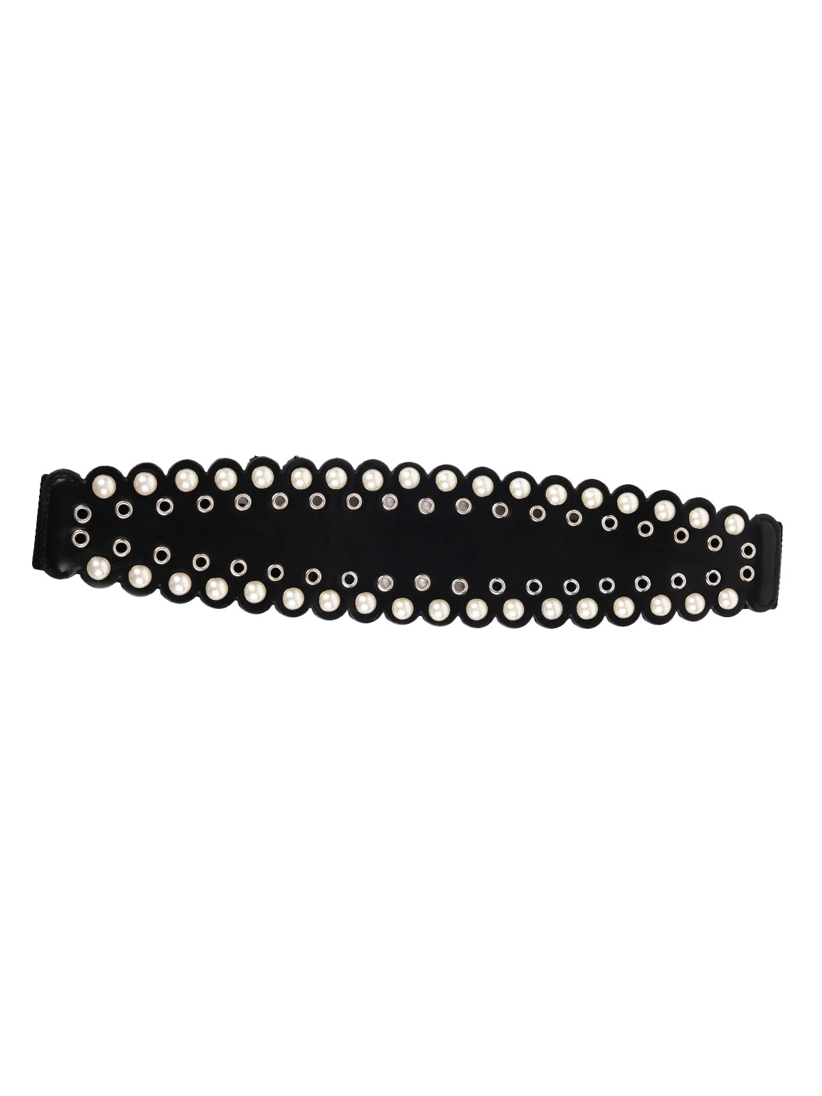 Odette Black PU Embellished Waist Belt for Women - Image 4