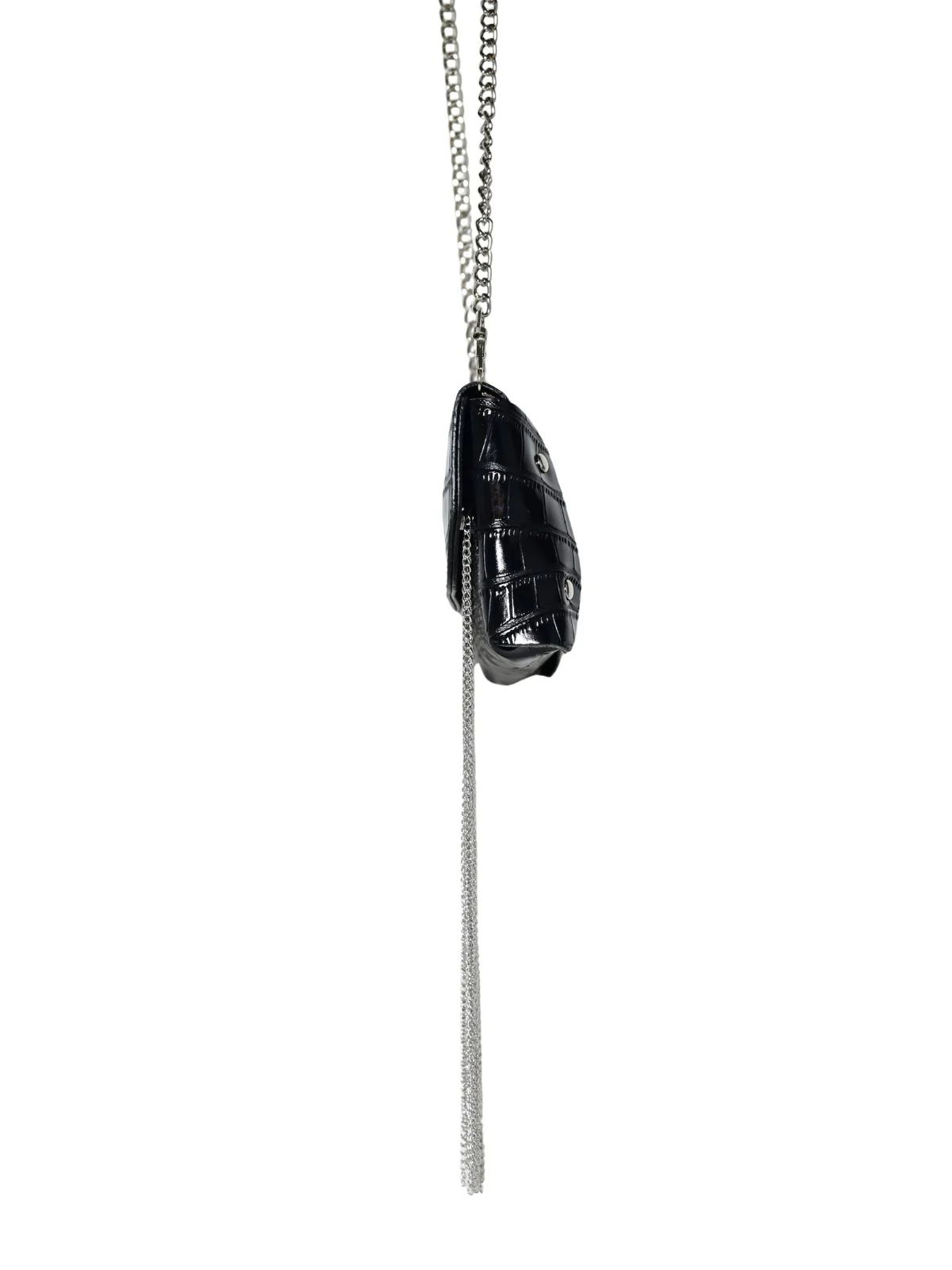 Odette Black PU Metallic Design Belt Bag For Women - Image 5