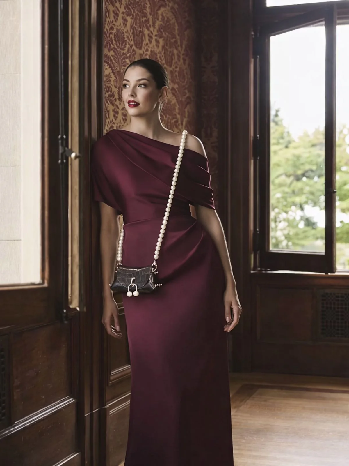 Odette Black PU Pearl Belt Bag For Women - Image 7