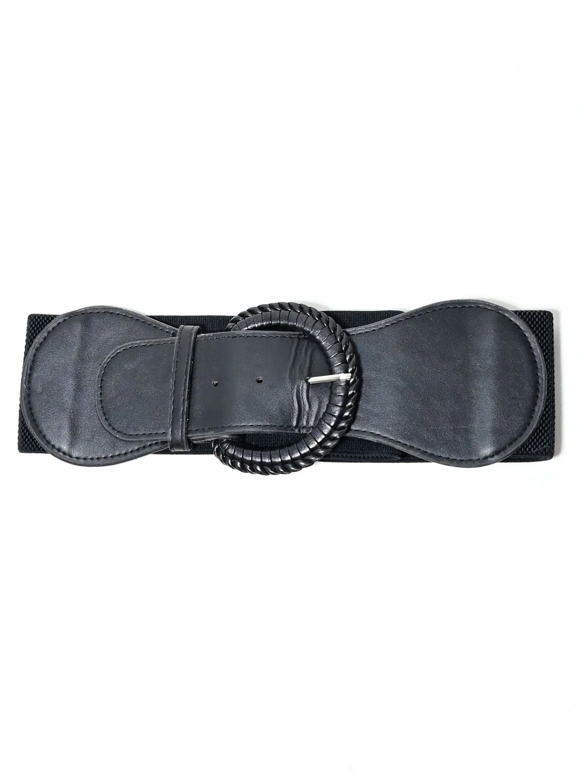 Odette Black PU Self Design Belt For Women - Image 2