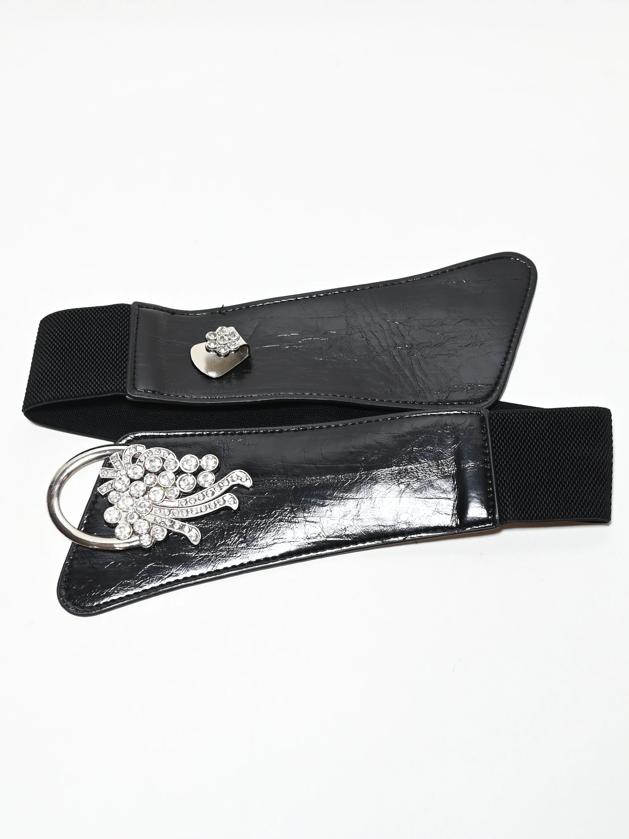 Odette Black PU Stone Belt For Women - Image 4