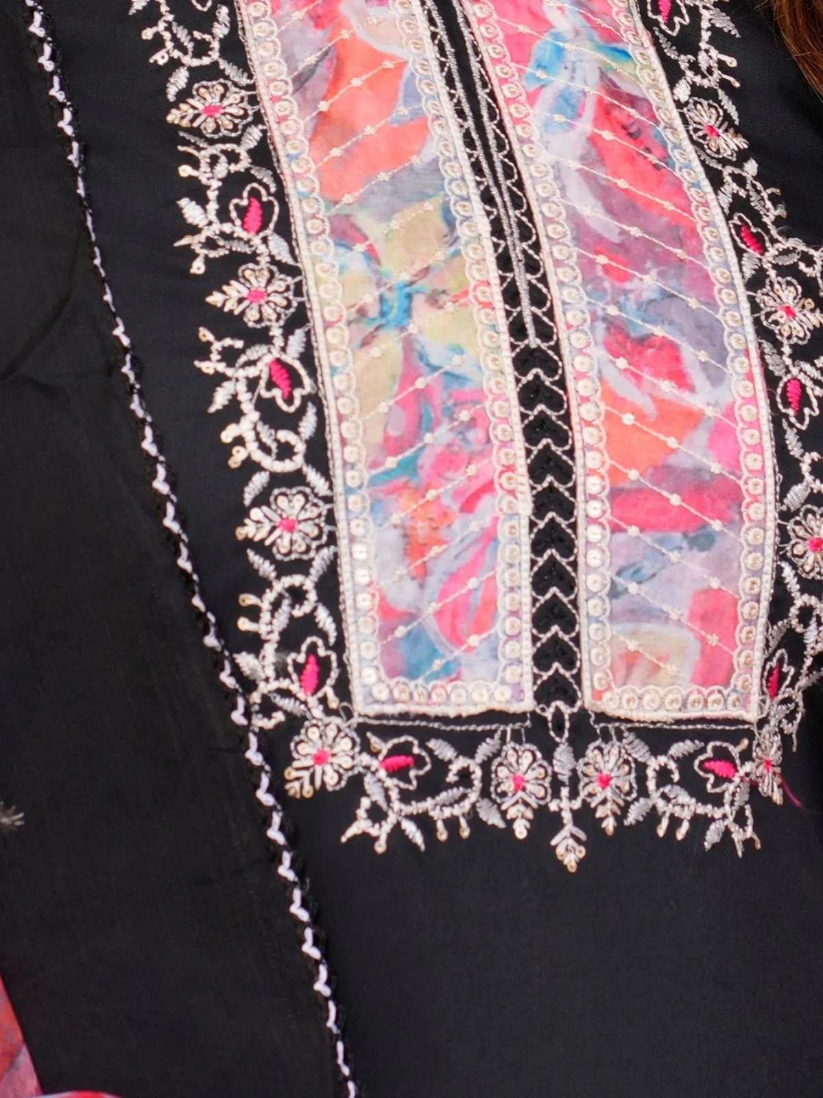 Odette Black Rayon Embroidered Stitched Kurta Set For Women - Image 5