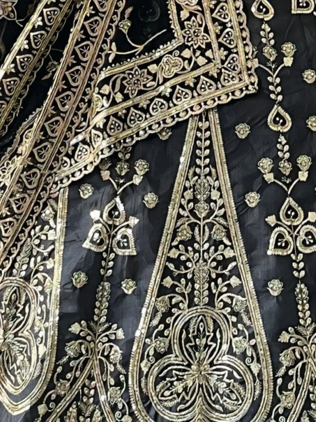 Odette Black Silk Blend Embellished Semi Stitched Lehenga For Women - Image 4
