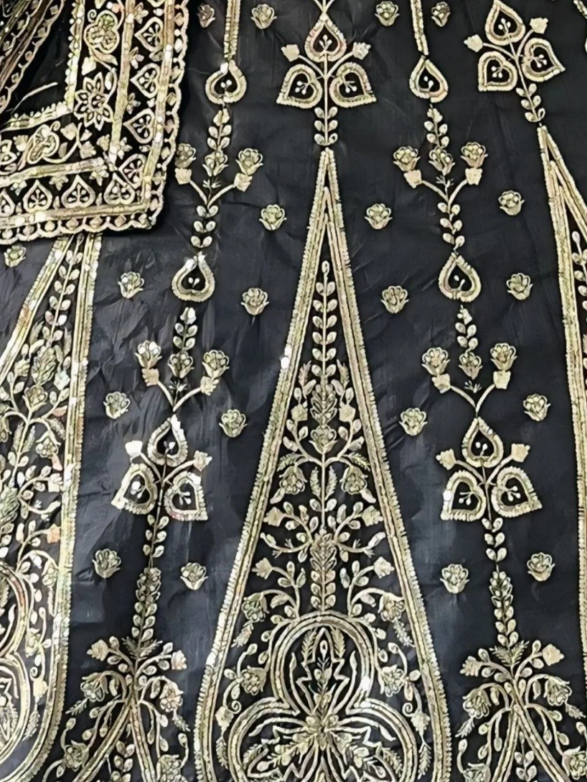 Odette Black Silk Blend Embroidered Semi-Stitched lehenga For Women - Image 5