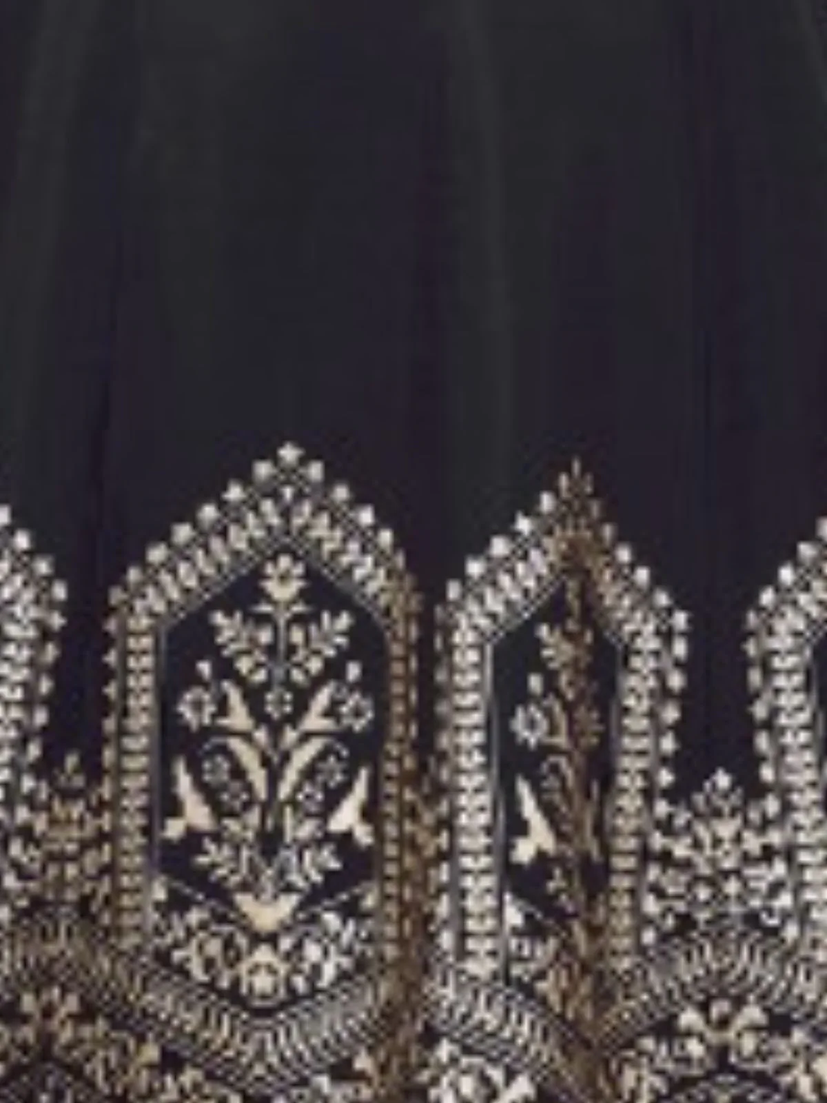Odette Black Silk Blend Embroidered Stitched Kurta Set For Women - Image 5