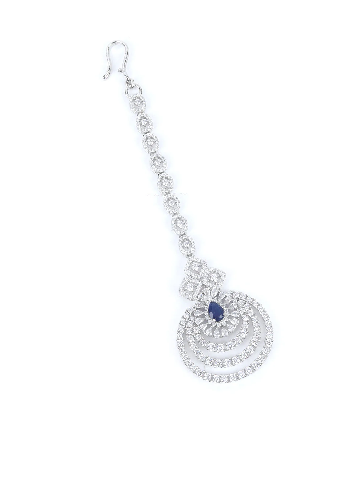 Odette Blue & Silver Alloy Embellished Jewellery Set For Women - Image 7